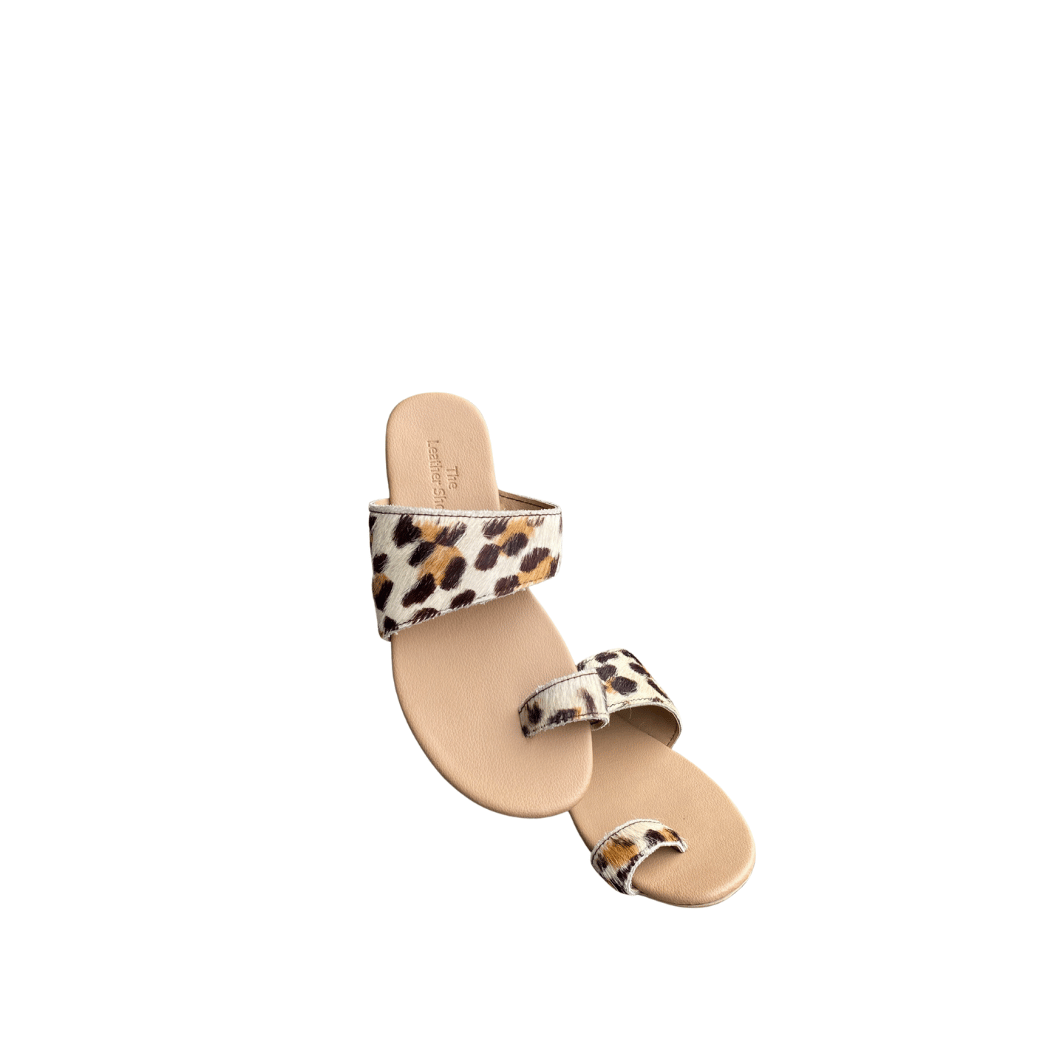 Cheetah Print Cowhide Leather Slippers