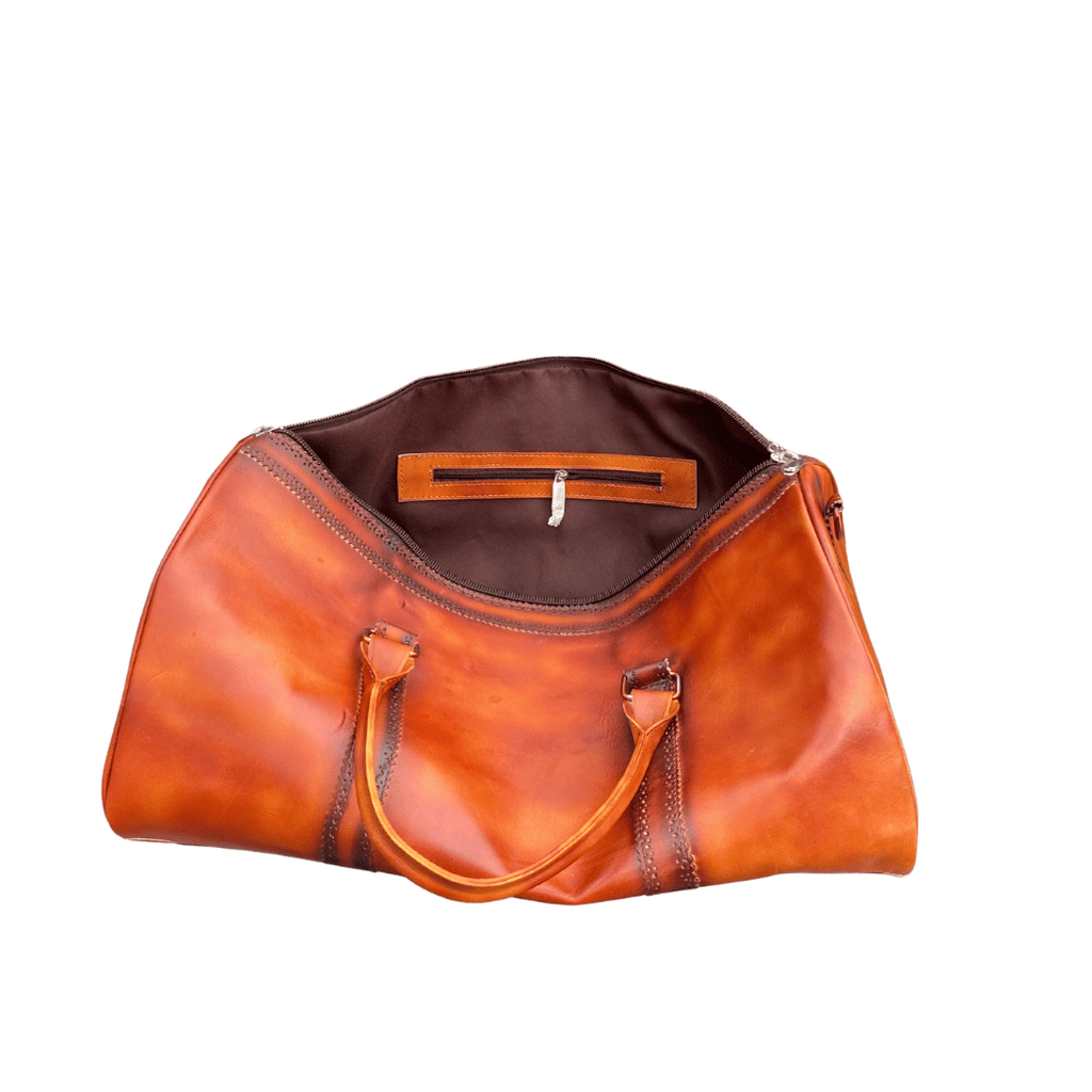 Patina Style Leather Weekender | Premium Cowhide Duffel