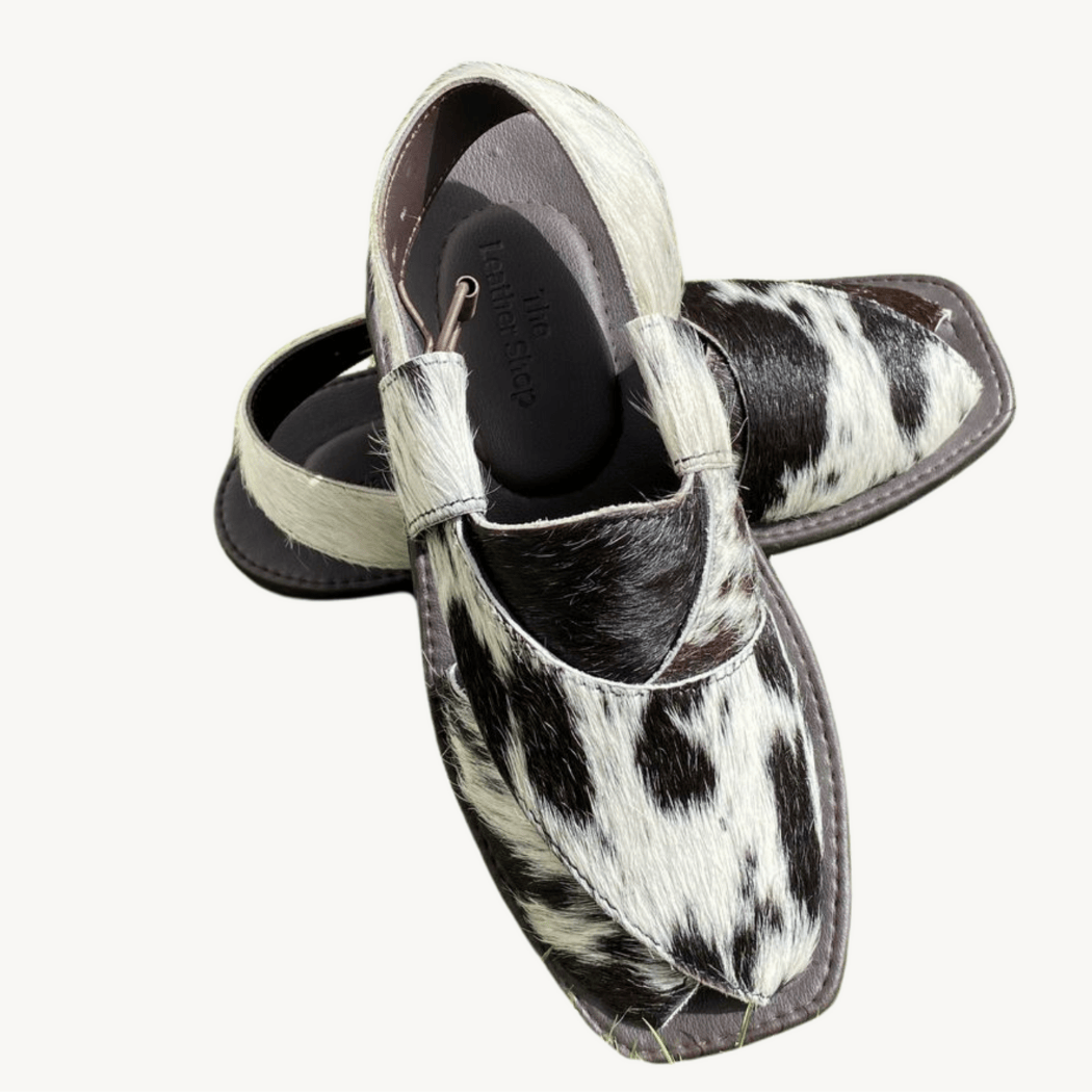 “Charsadda Peshawari Chappal | Natural Hair on Cowhide | Uroosa Leather”
