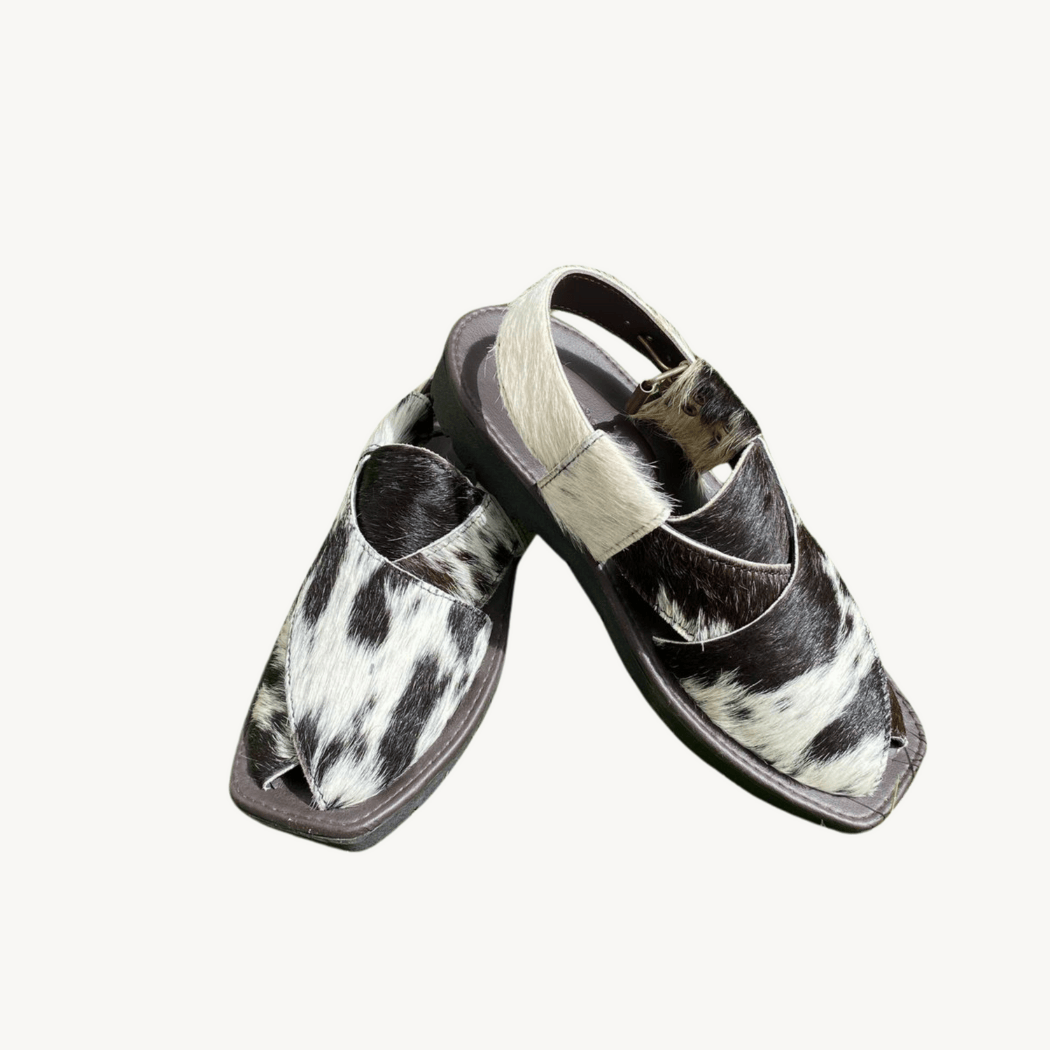 “Charsadda Peshawari Chappal | Natural Hair on Cowhide | Uroosa Leather”