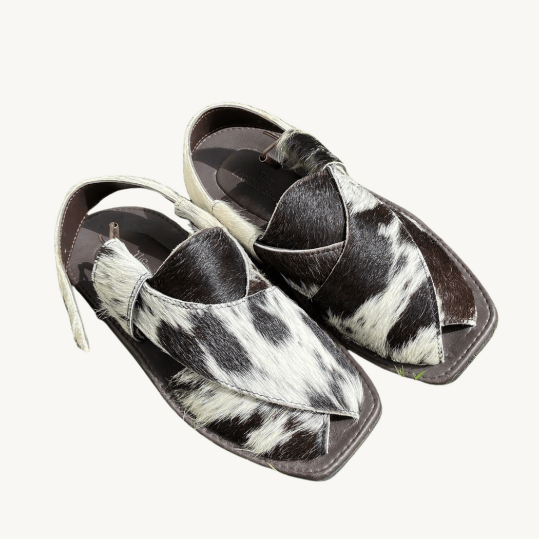 “Charsadda Peshawari Chappal | Natural Hair on Cowhide | Uroosa Leather”