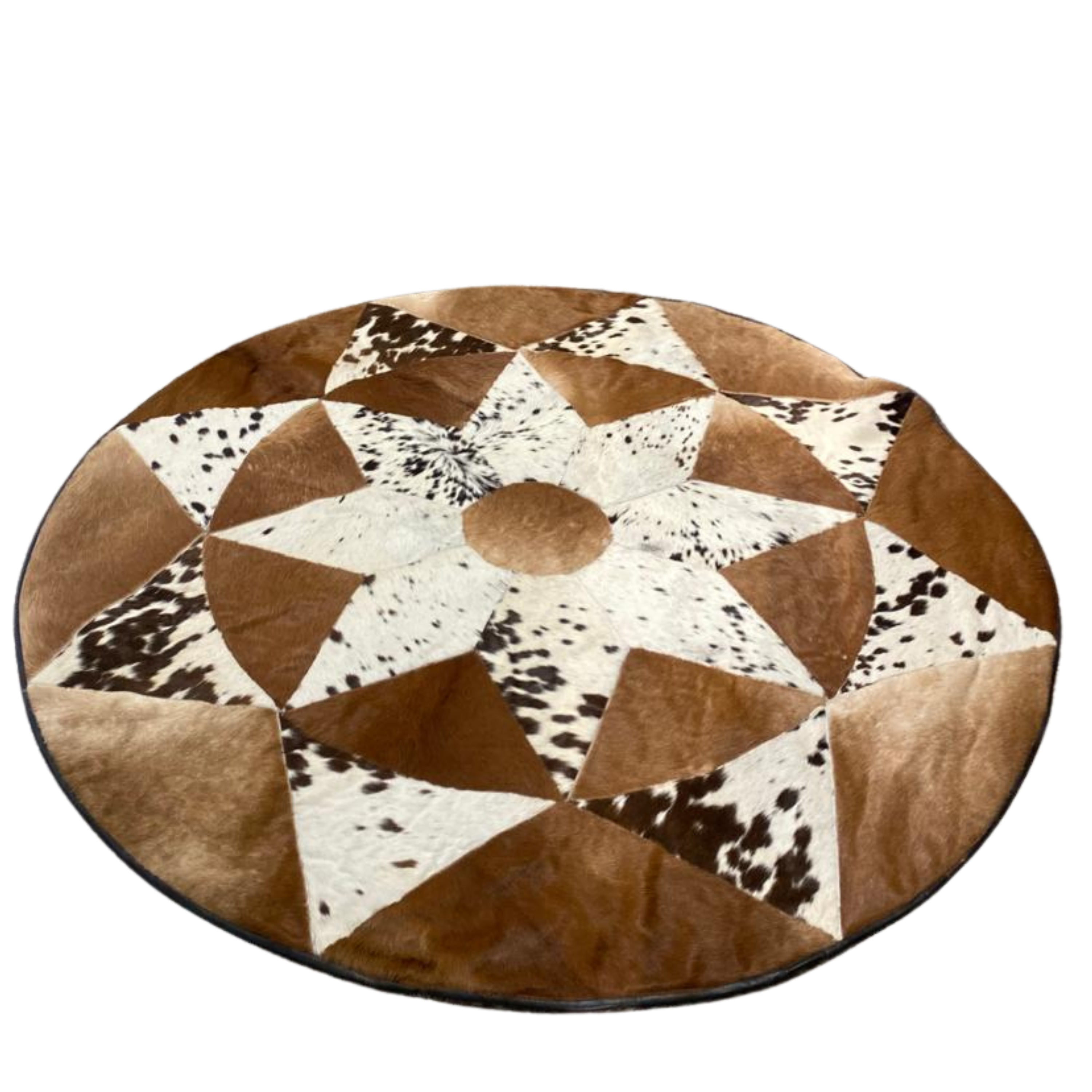 Brown & White Round Cowhide Rugs