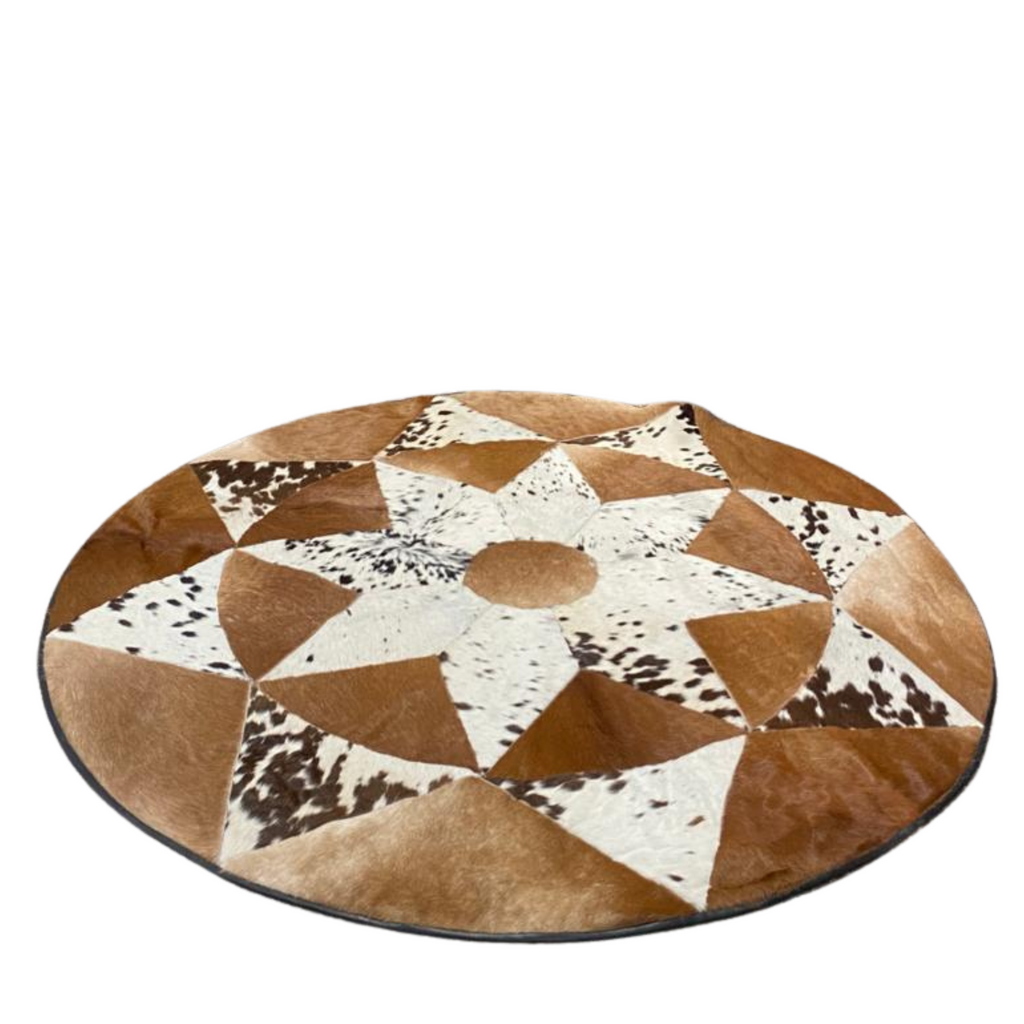 Brown & White Round Cowhide Rugs