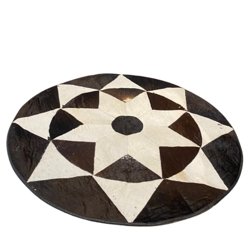 Black & White Round Cowhide Rug