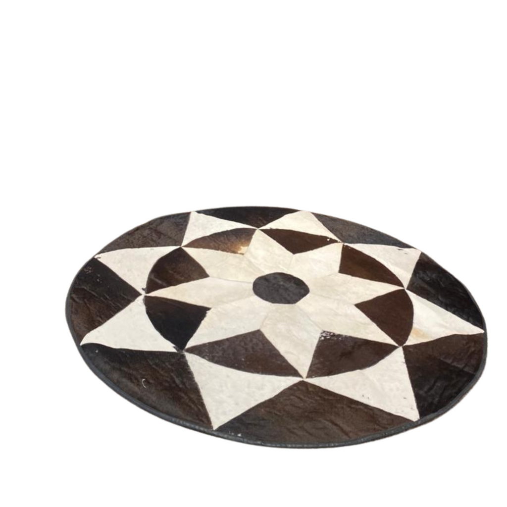 Black & White Round Cowhide Rug