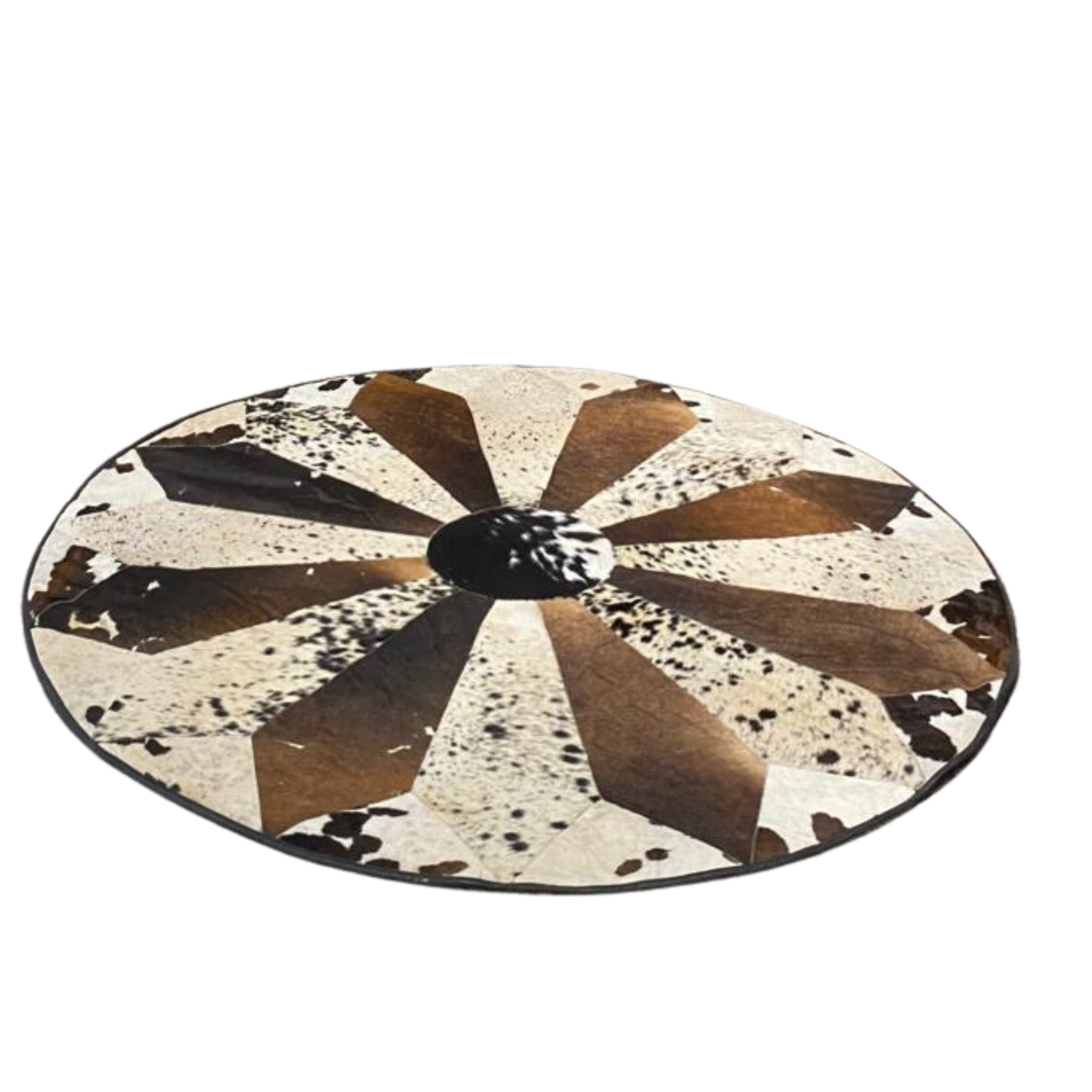 Brown & White Round Cowhide Rug – 5x5