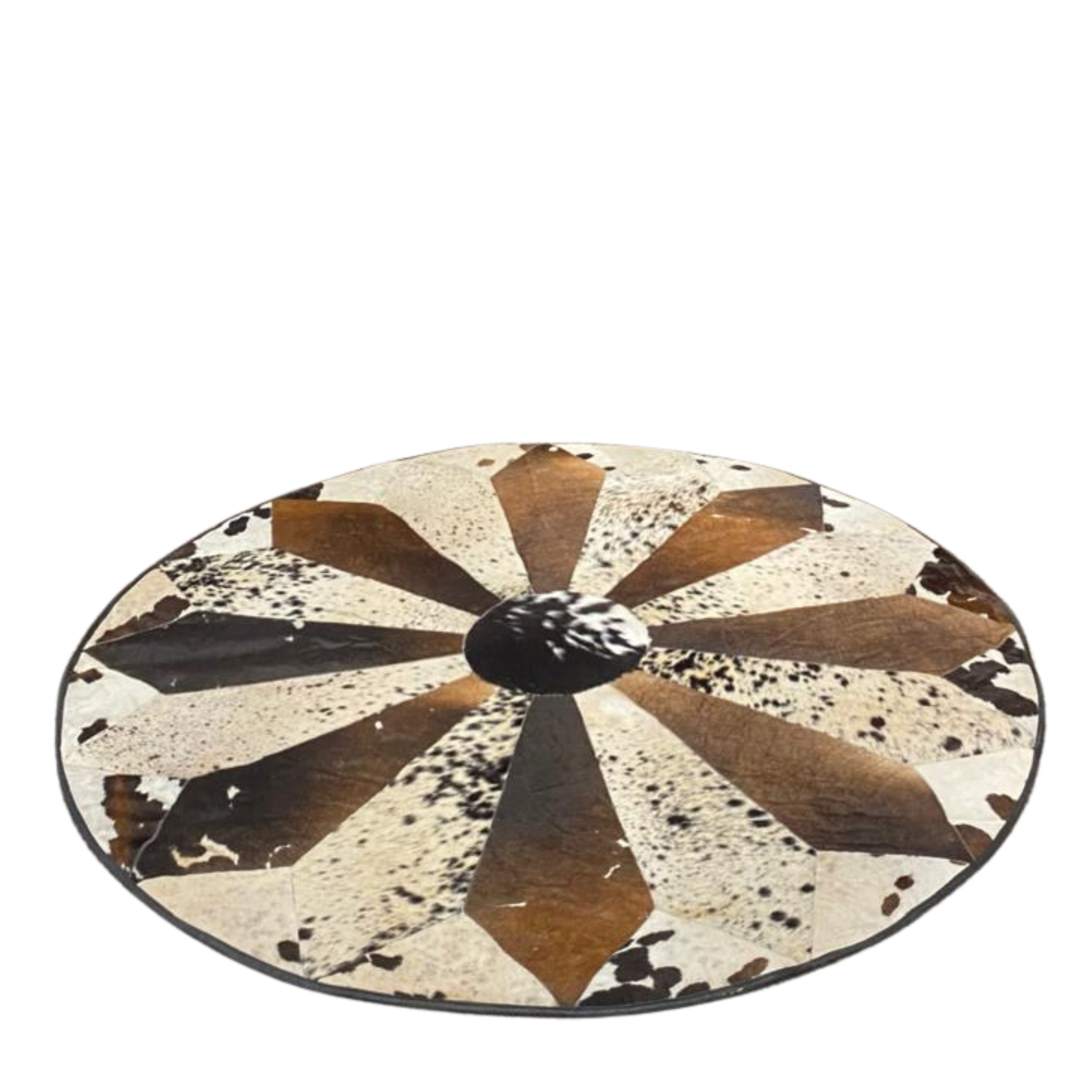 Brown & White Round Cowhide Rug – 5x5