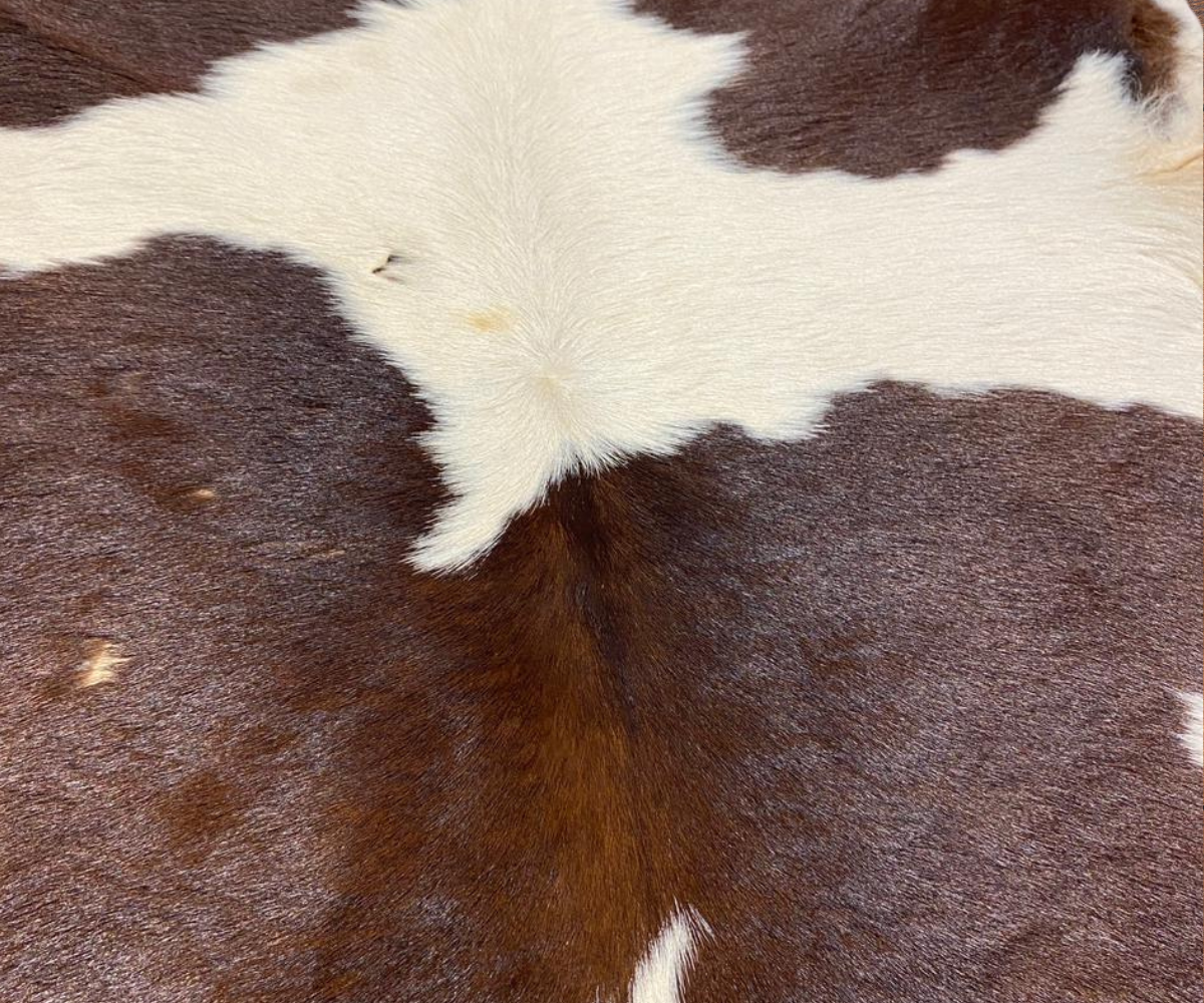 Brown & White Natural Goat Skin Hide