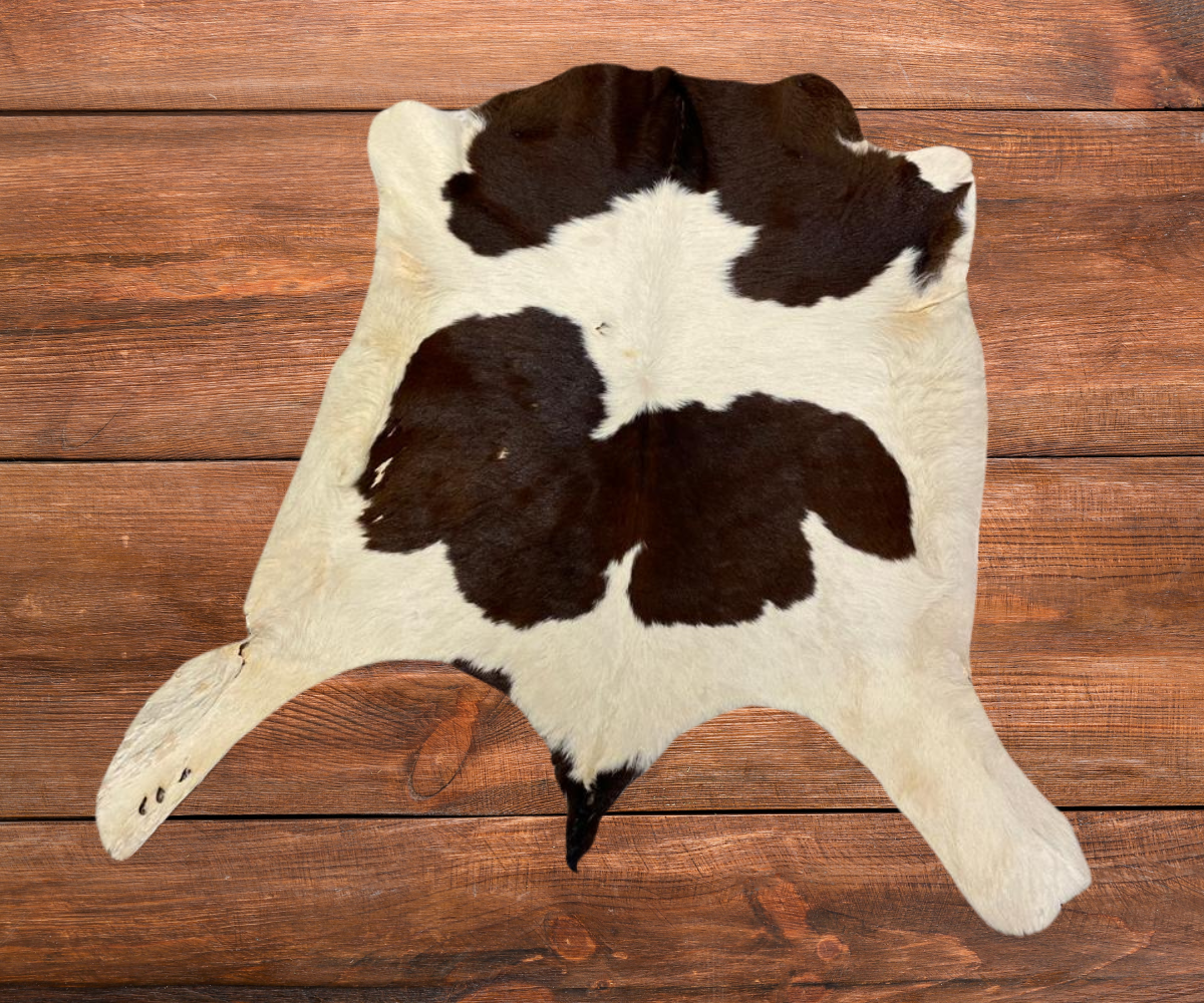 Brown & White Natural Goat Skin Hide