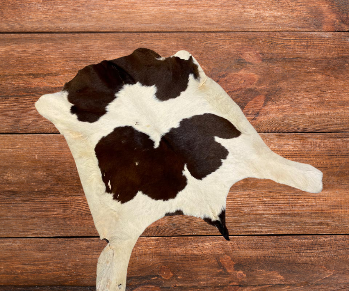 Brown & White Natural Goat Skin Hide