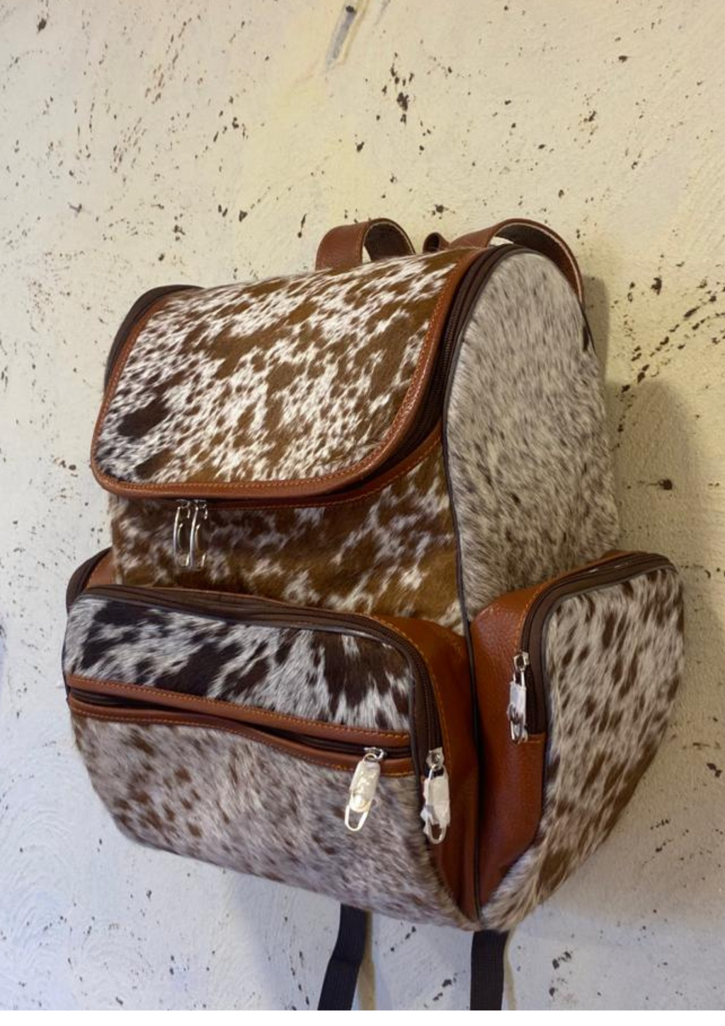 Sahara – Tan & White Cowhide Backpack
