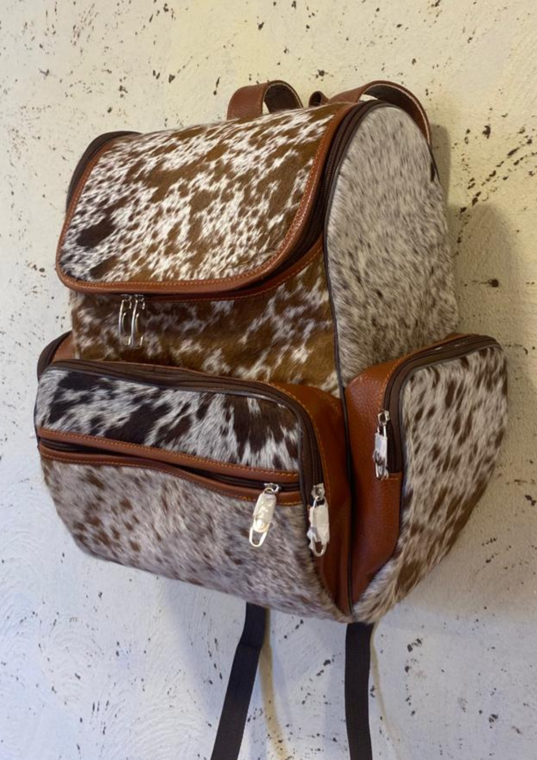 Sahara – Tan & White Cowhide Backpack