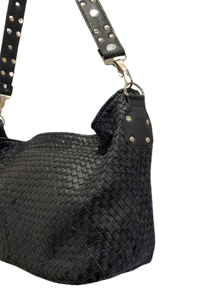 Handmade Leather hand woven bag ( BLACKII )