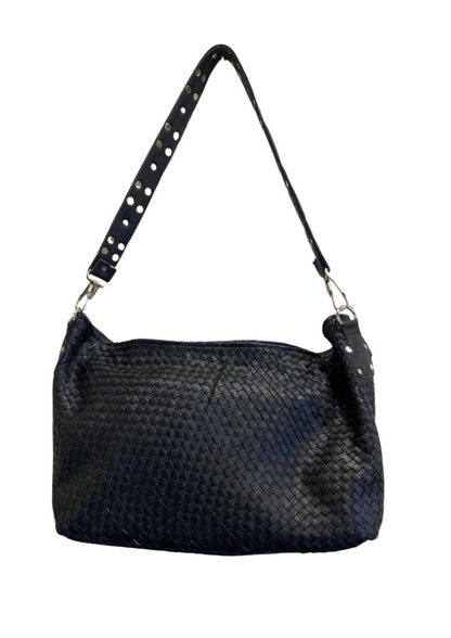 Handmade Leather hand woven bag ( BLACKII )