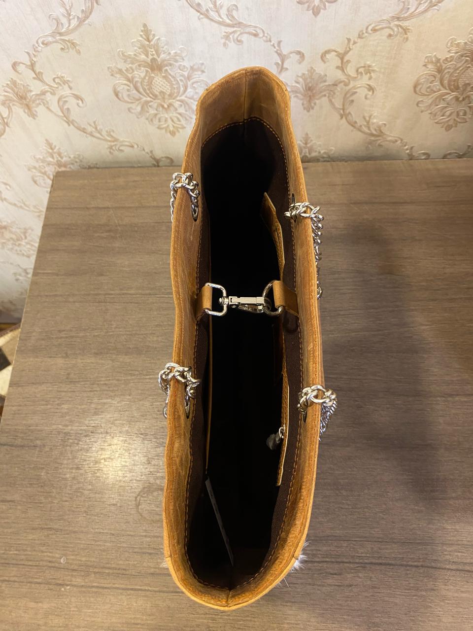 Auréole – Tan & White Cowhide Tote