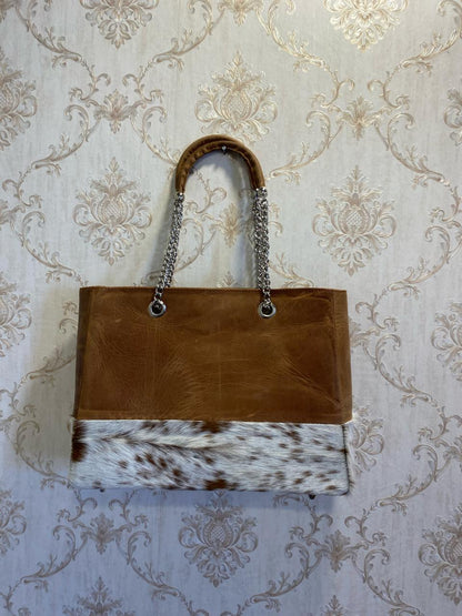 Auréole – Tan & White Cowhide Tote
