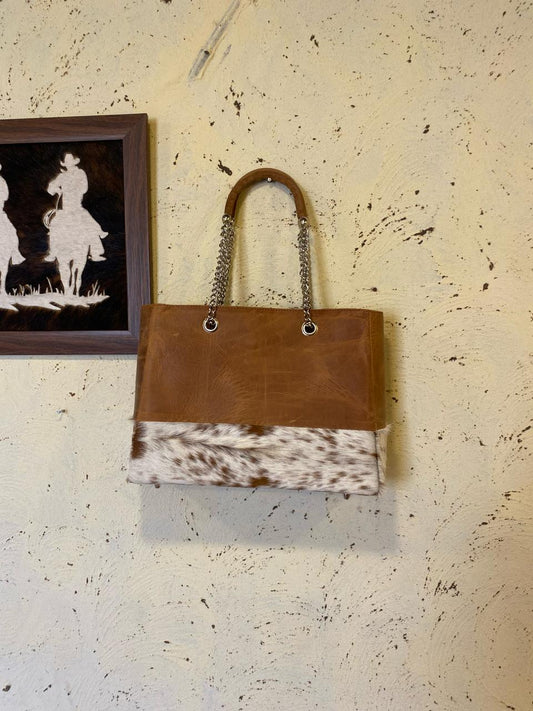 Auréole – Tan & White Cowhide Tote