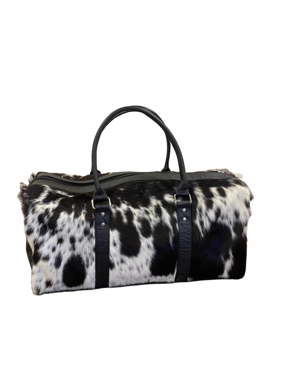 Onyx – Black & White Cowhide Duffel Bag