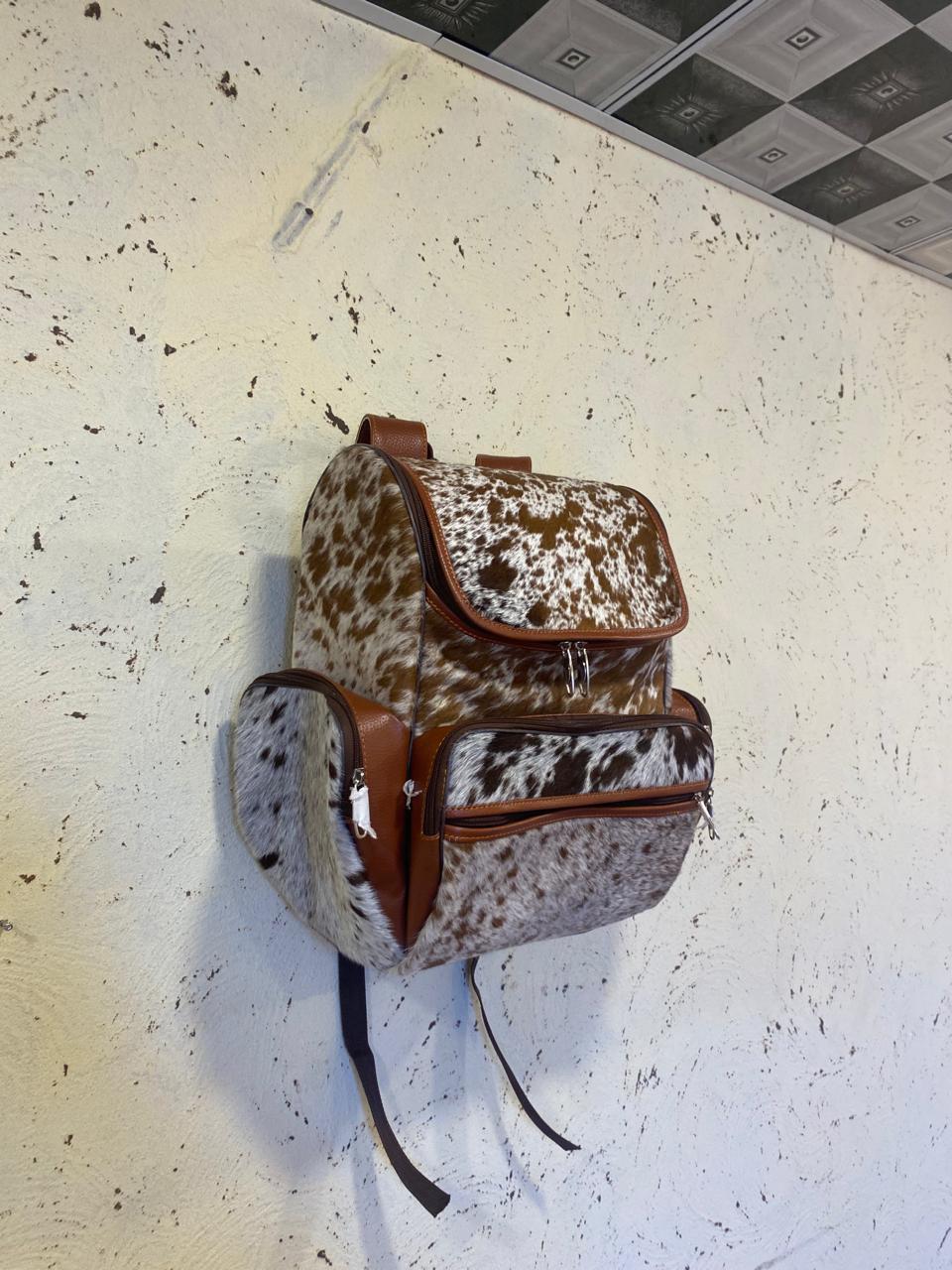 Leather Backpack cowhide Travel Bag