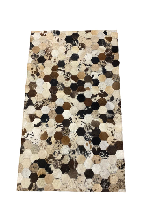 Hexagon Patchwork Cowhide Rug