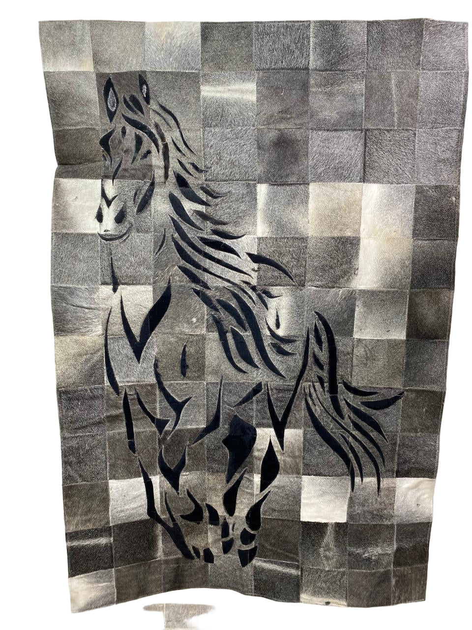 Cowhide Patch Work Rug – Horse Design