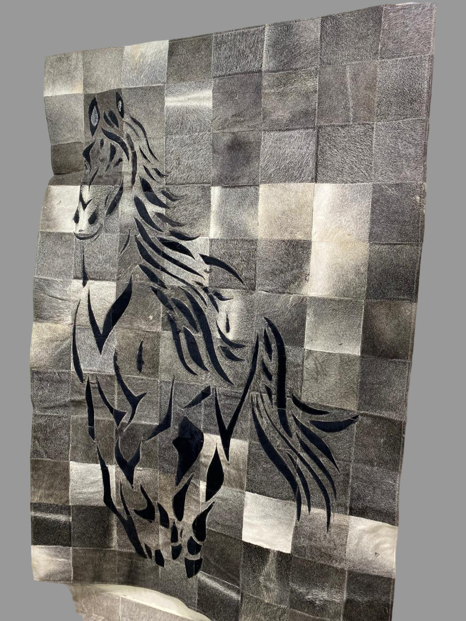 Cowhide Patch Work Rug – Horse Design