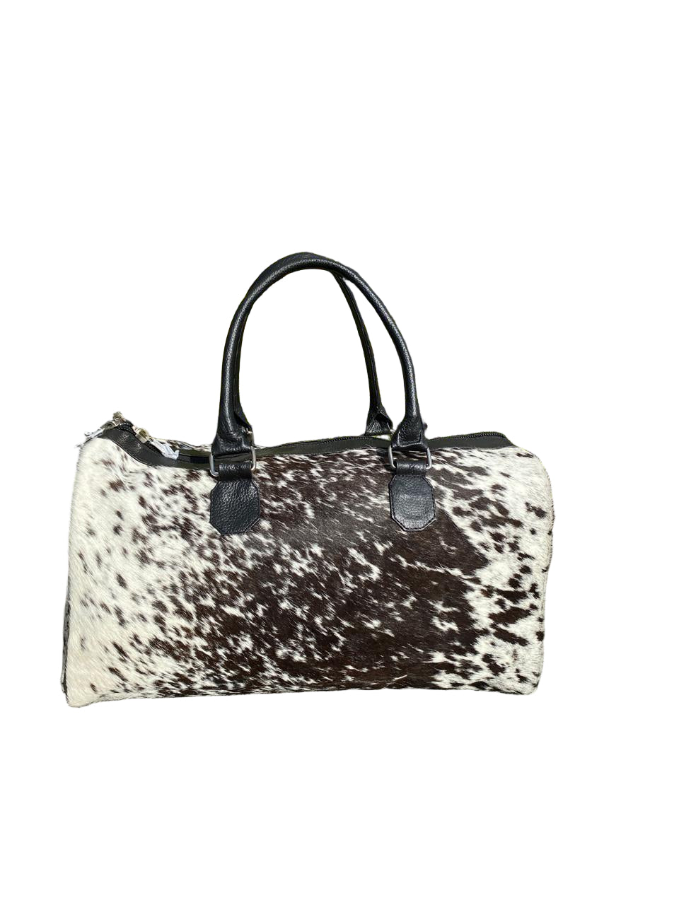 Black & White Cowhide Medium Duffel Bag