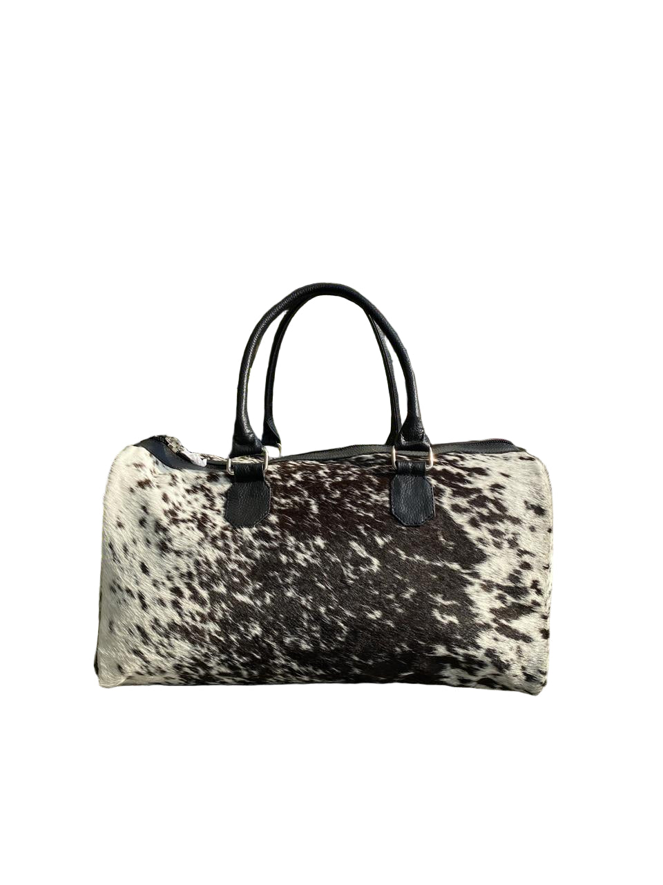 Black & White Cowhide Medium Duffel Bag