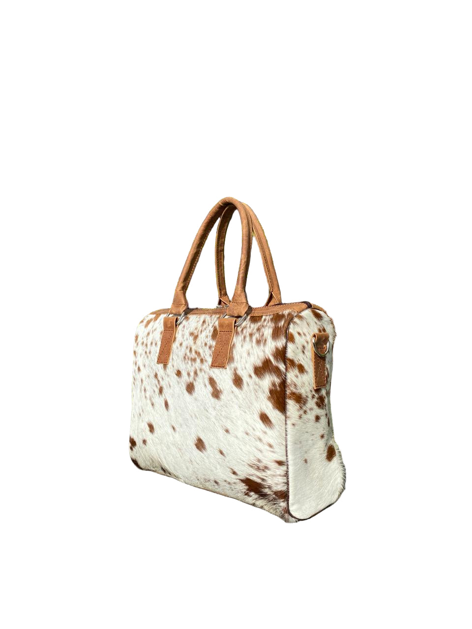 Brown & White Cowhide Tote Bag