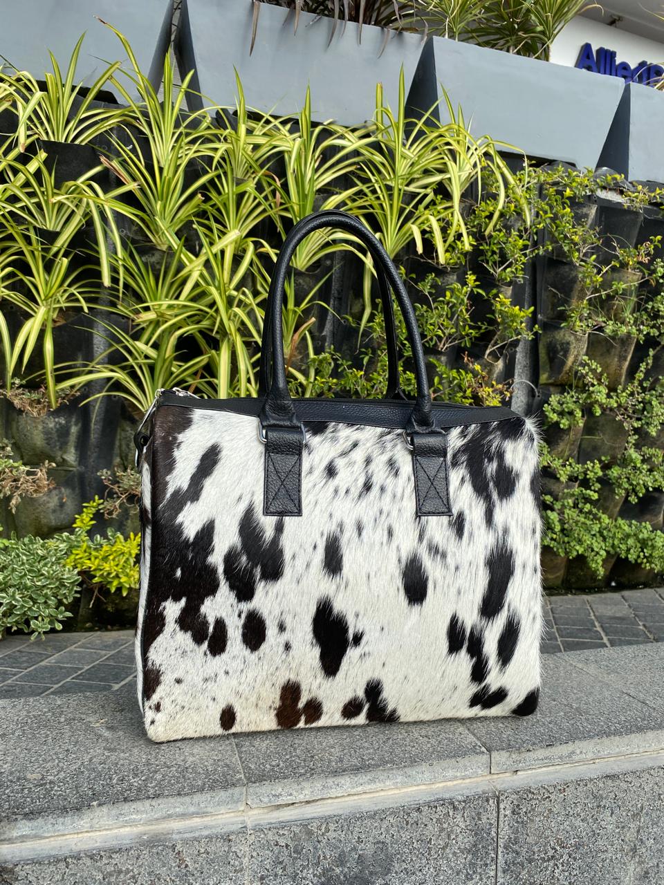 Black & White Cowhide Tote Bag