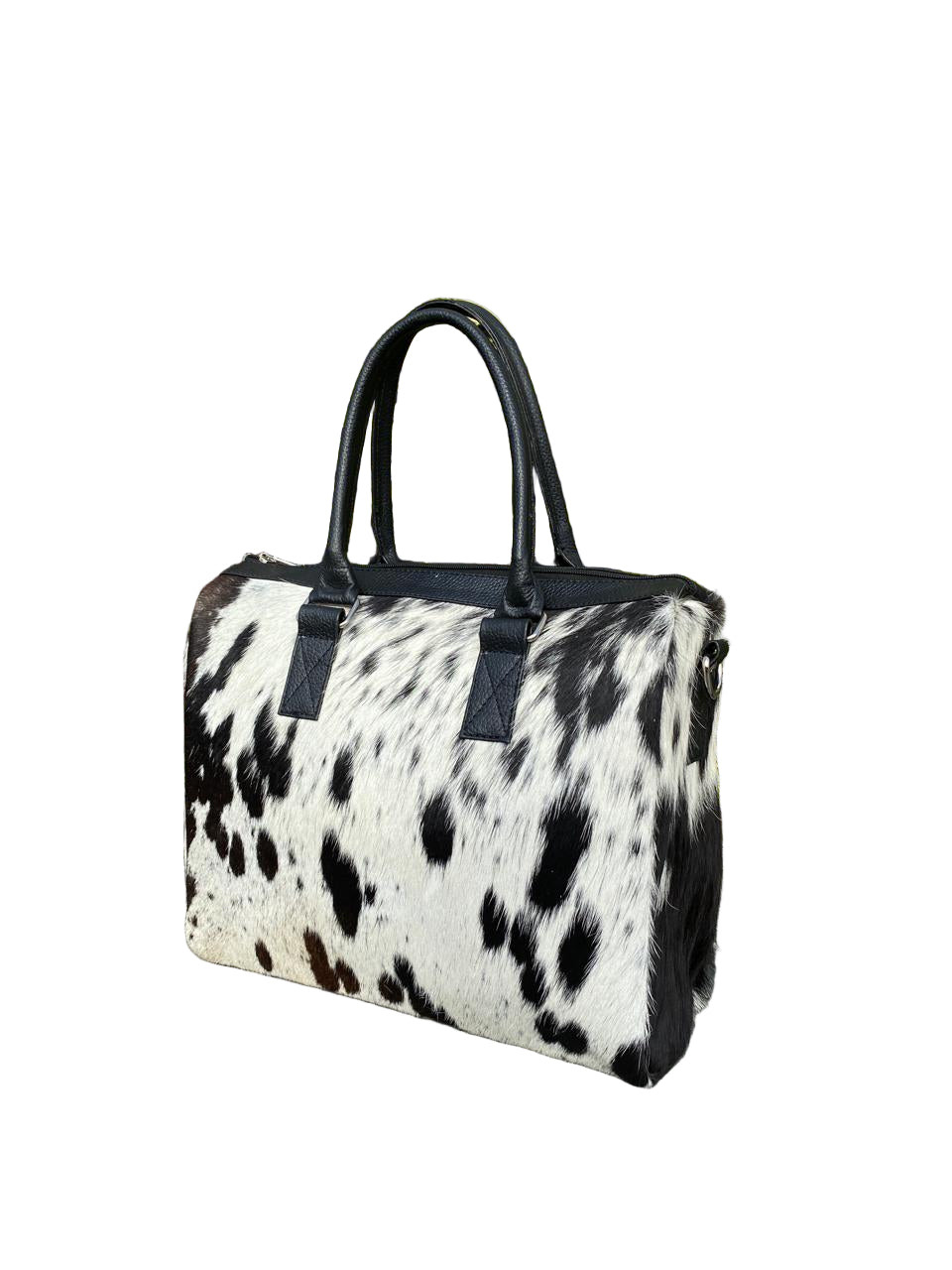 Black & White Cowhide Tote Bag