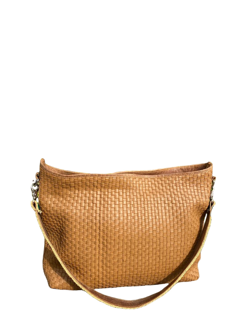 Handwoven Beige Sheep Leather Handbag