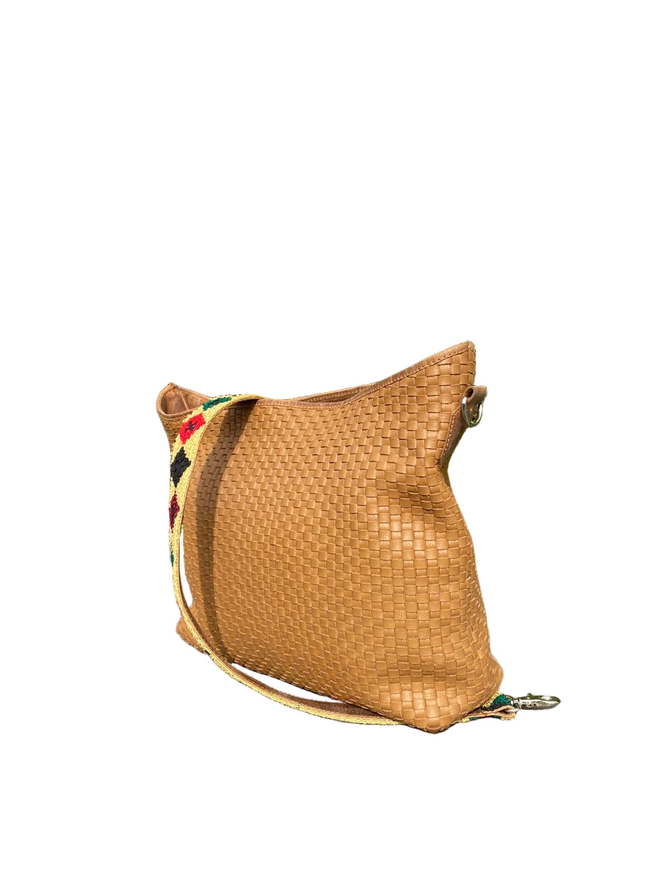 Handwoven Beige Sheep Leather Handbag