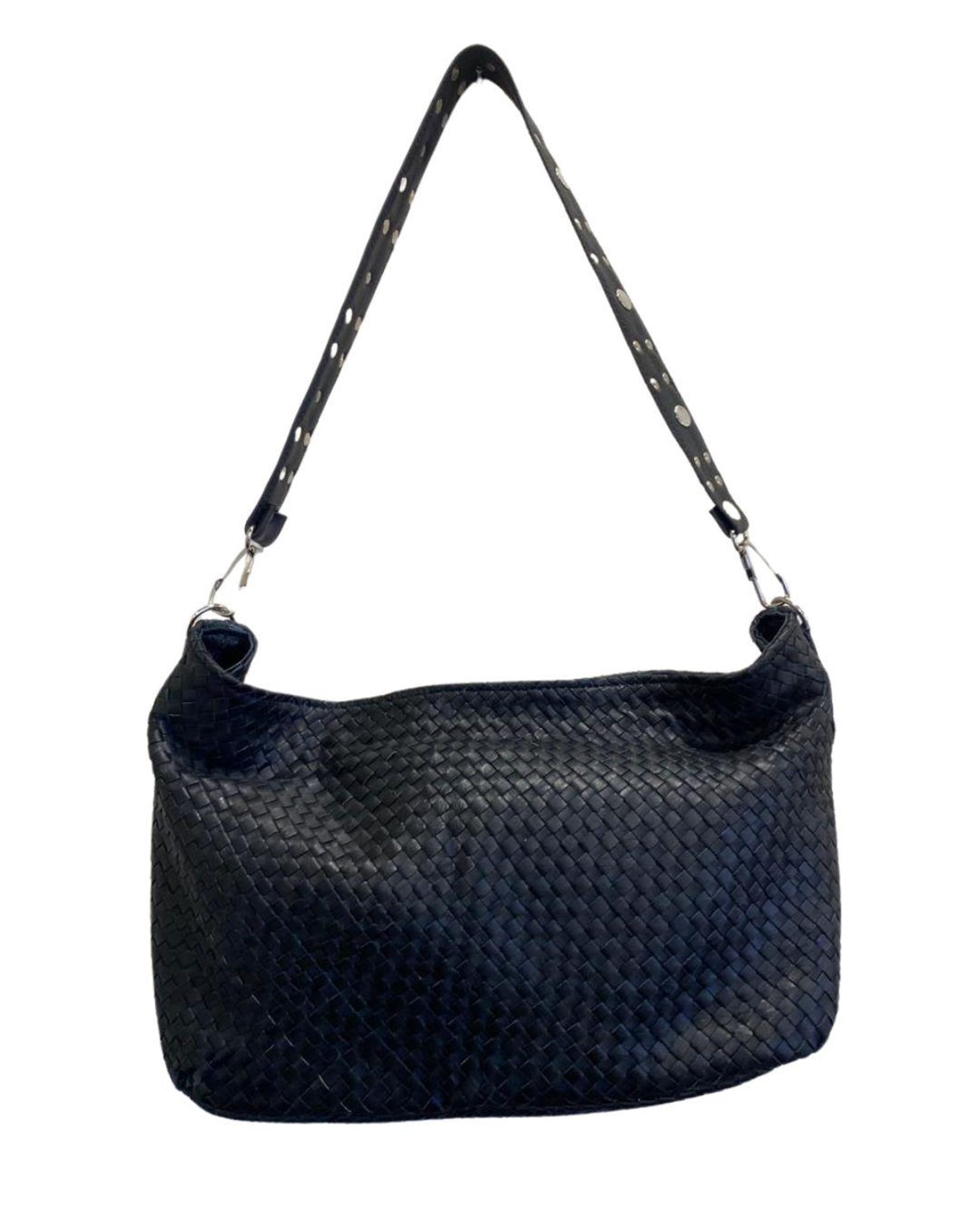 Handmade Leather hand woven bag ( BLACKII )
