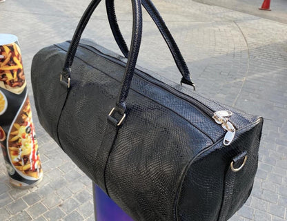 Leather Duffel Bag Snake Texture