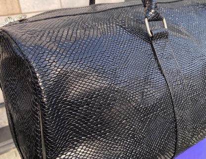 Leather Duffel Bag Snake Texture