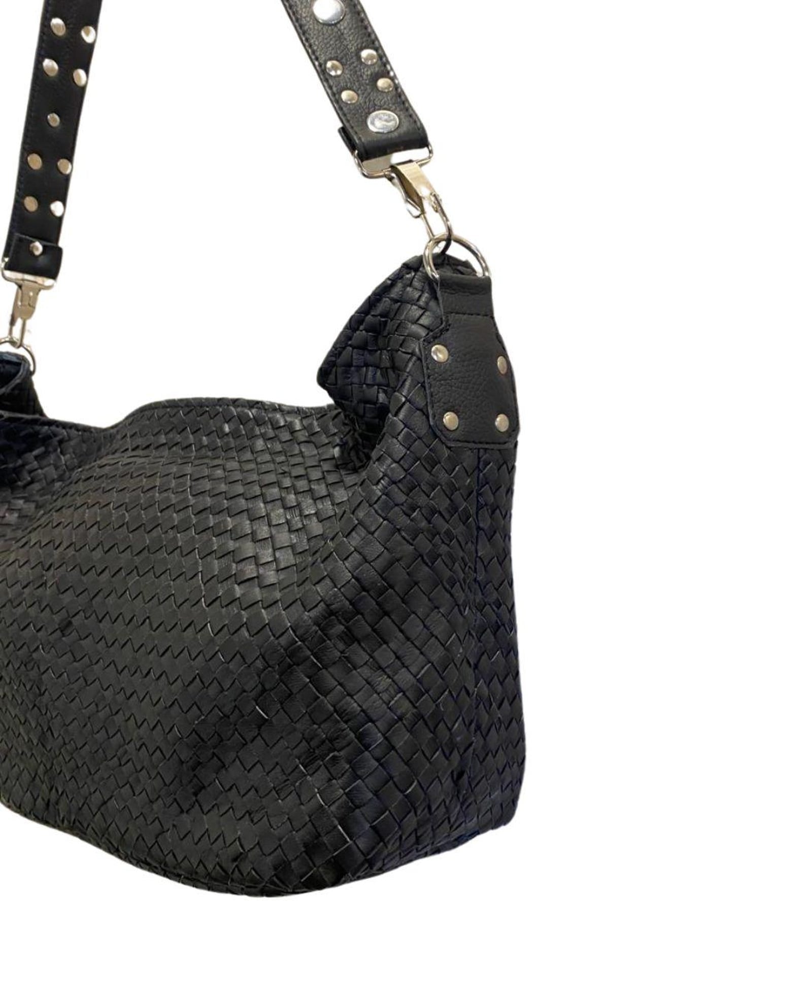 Handmade Leather hand woven bag ( BLACKII )