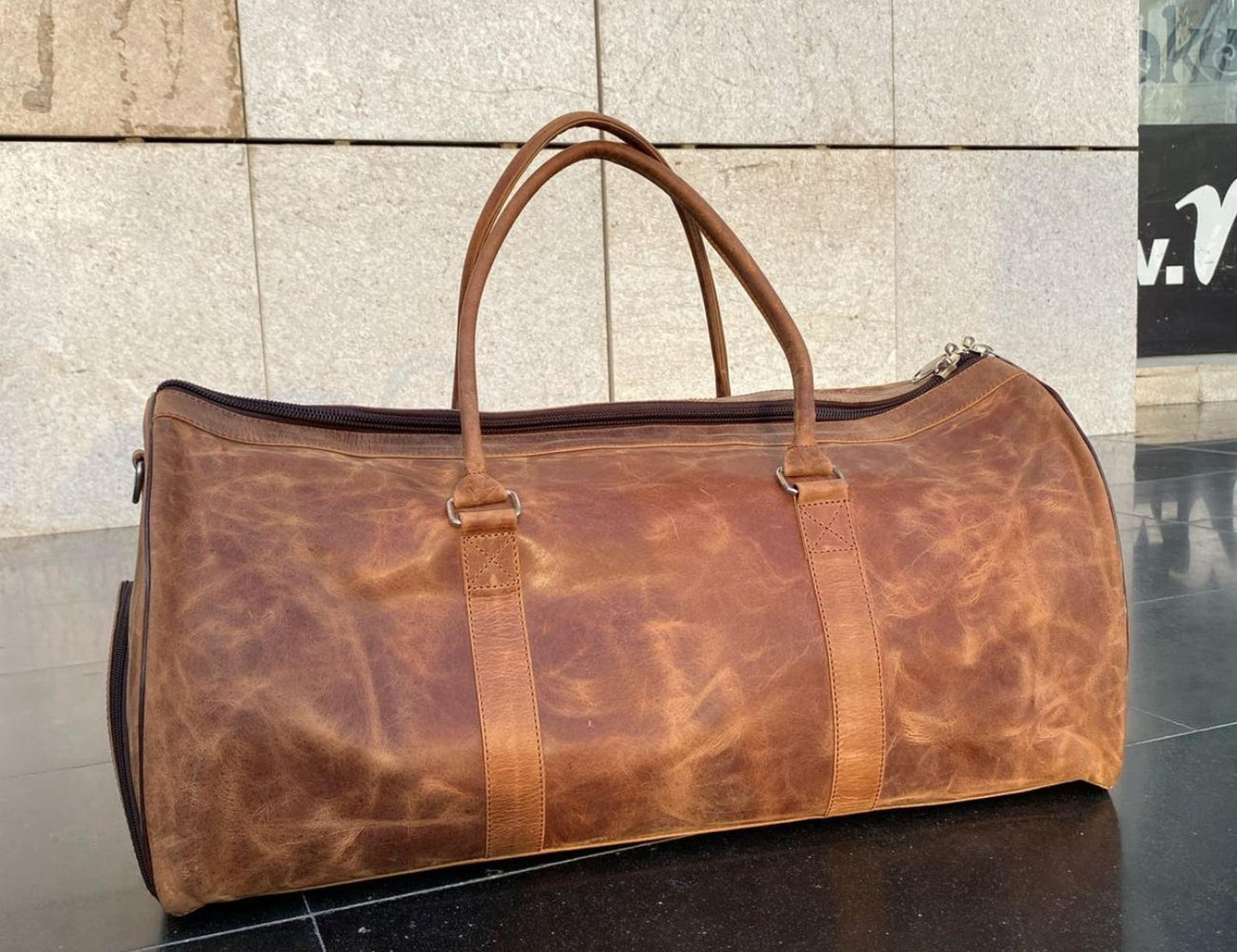 Men’s Travel Duffle Bag | Crazy Horse Leather Holdall