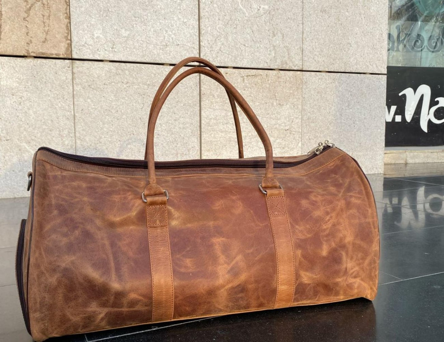 Men’s Travel Duffle Bag | Crazy Horse Leather Holdall